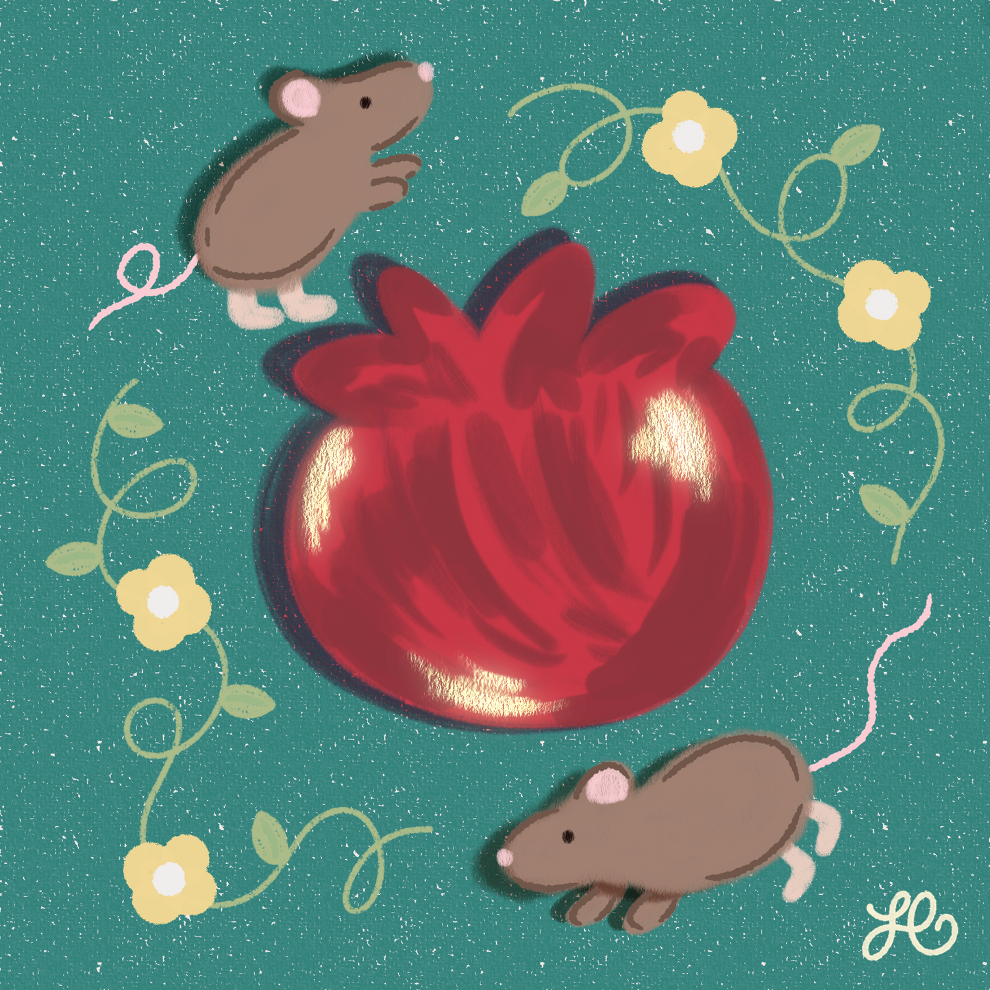 Pomegranite Mouse Print